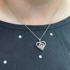 Sterling Silver & Diamond Rhythm Of Love Double Heart Pendant  on model