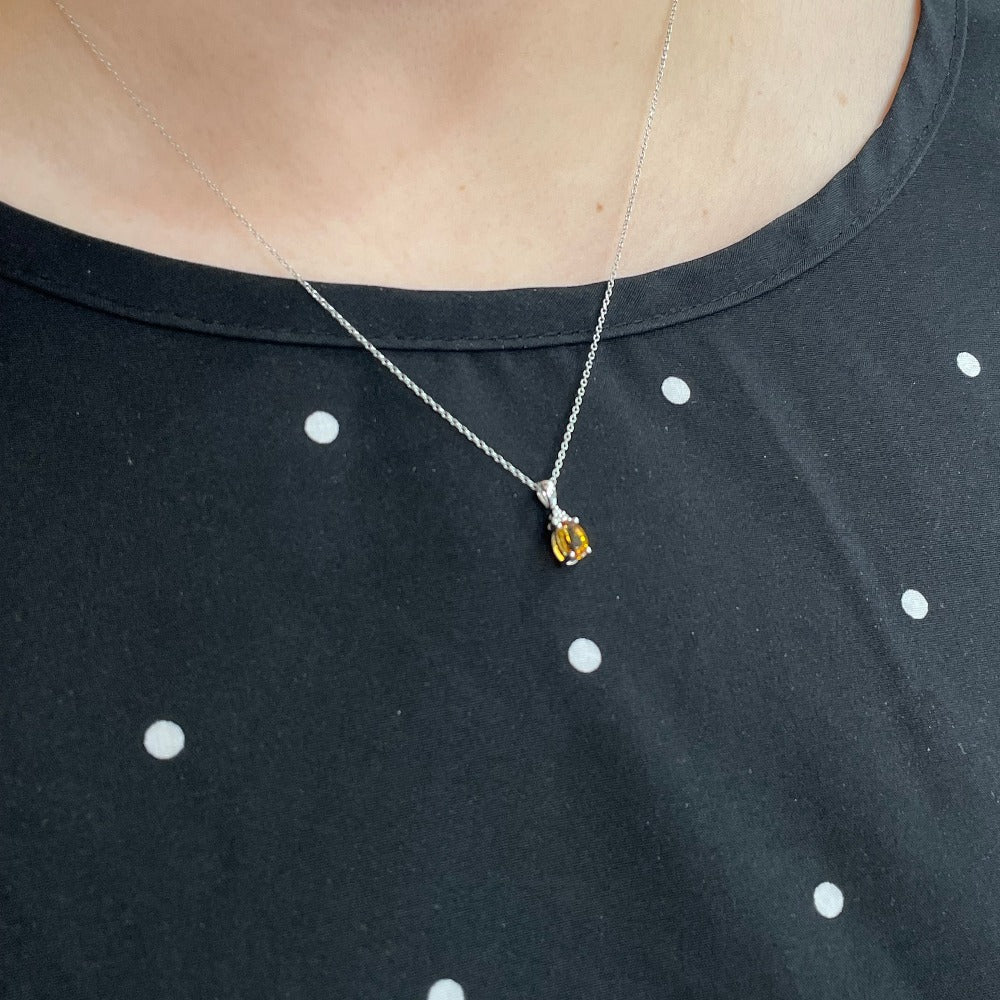 10KW Citrine Necklace on model