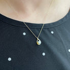 14KY Tear Drop Shaped Pearl Pendant 1/50 CTW on model
