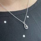 Sterling Silver Necklace with Black Pearl Pendant on model