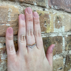 14KTT Diamond and Beaded V Shaped Wedding Band on hand