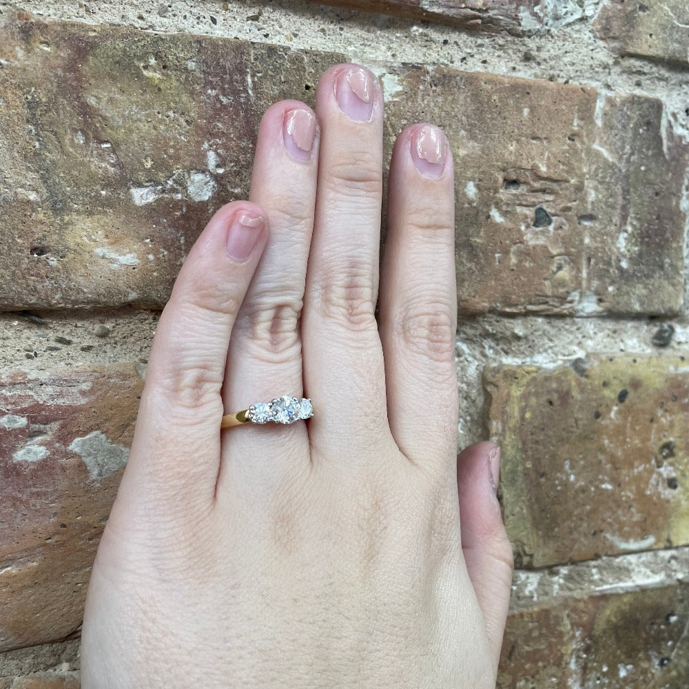 14KY 3-Diamond Engagement Ring 1 CTW on hand