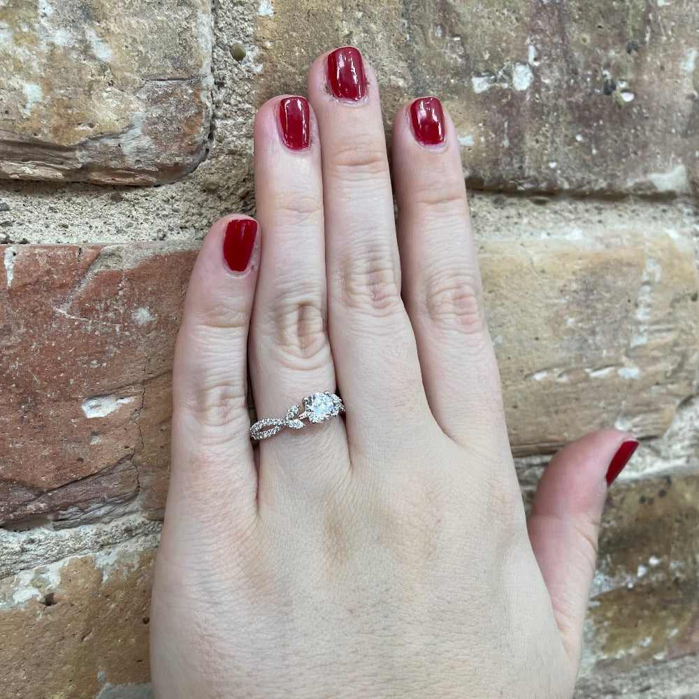 Semi-Set 14KW SallyK with Marquise Accents on Twisted Band 1/3 CTW on model