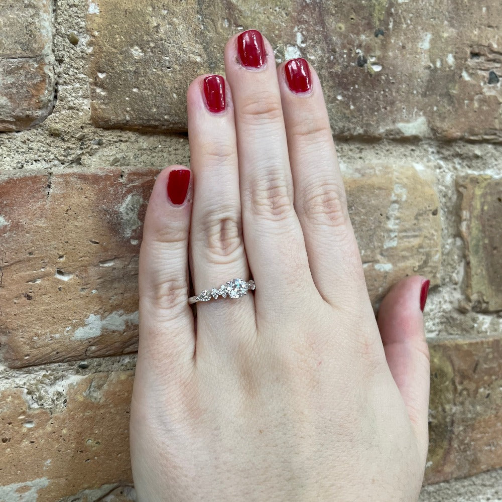 Semi-Set 14KW Sally K Diamond Engagement Ring with Twisted Shank 1/2 CTW