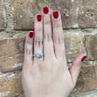 1.15 CTW Lab Grown Diamond Ring with Square Shaped Double Halo and Split Shank on model