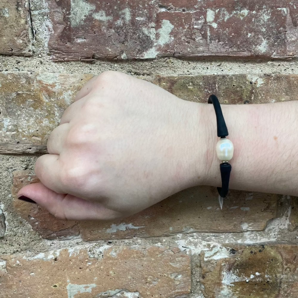 Black Silicon and Freshwater Pearl Bracelet