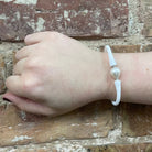 White Silicon and Freshwater Pearl Bracelet on model