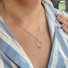 14KY Diamond Circle Pendant with Diamond Dangles .42 CTW