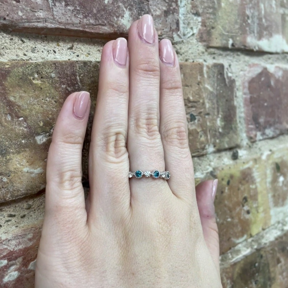 14KW Blue and White Diamond Ring .54 CTW on hand