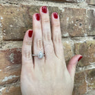 14KW Pear Shaped Lab Grown Diamond Ring with Halo 1.03 CTW on model