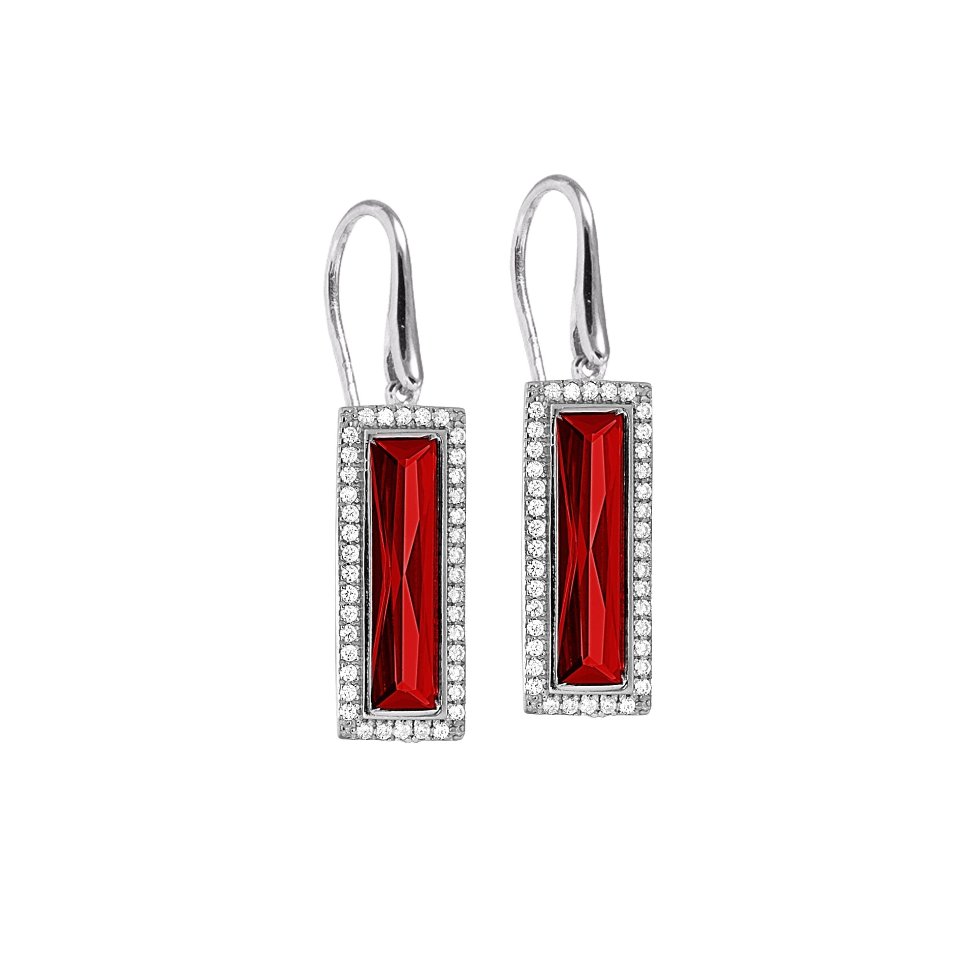 Rectangle Birthstone Drop Earrings - January (LL7121E1-RH)