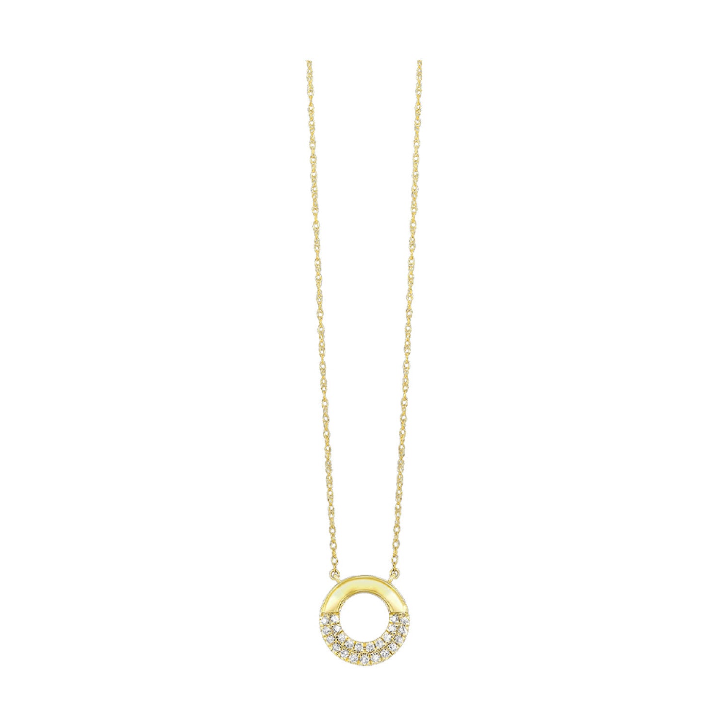 10K Yellow Gold Circle Diamond Pendant 1/6 CTW
