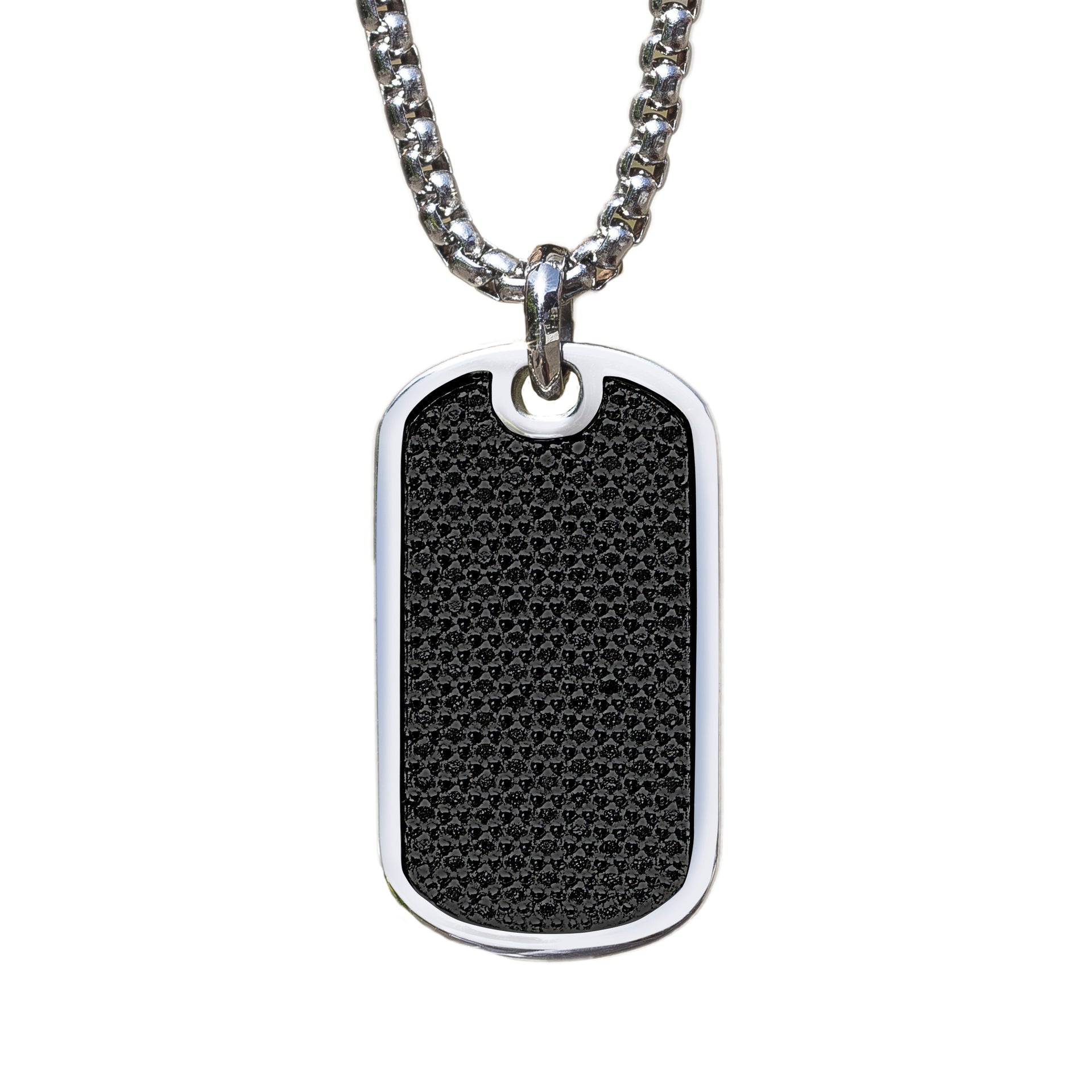 Dog Tag with Simulated Black Diamonds (TNK-103-BK)