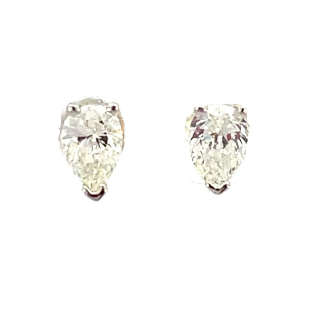 14KW Pear Shaped Diamond Stud Earrings 1/2 CTW