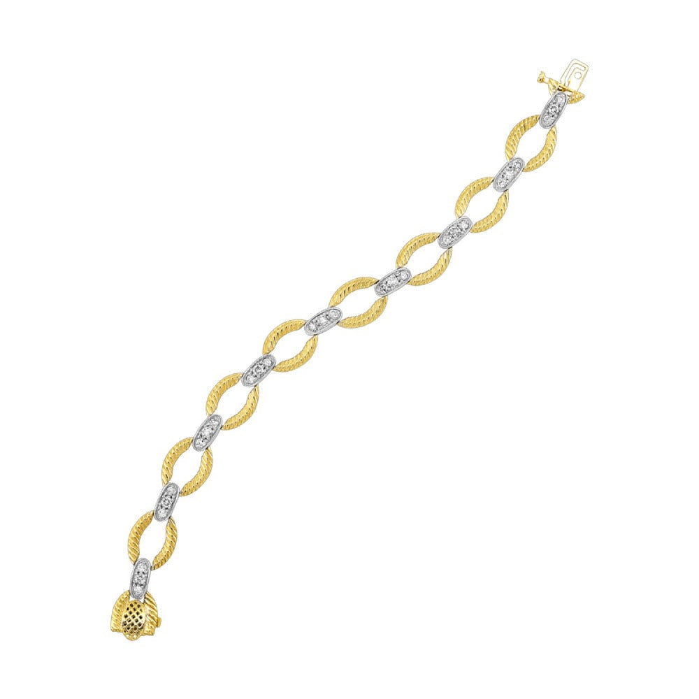 14K Two-Tone Diamond Link Bracelet 2 CTW full view