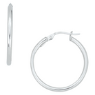 14K White Gold Round Hoop Earrings