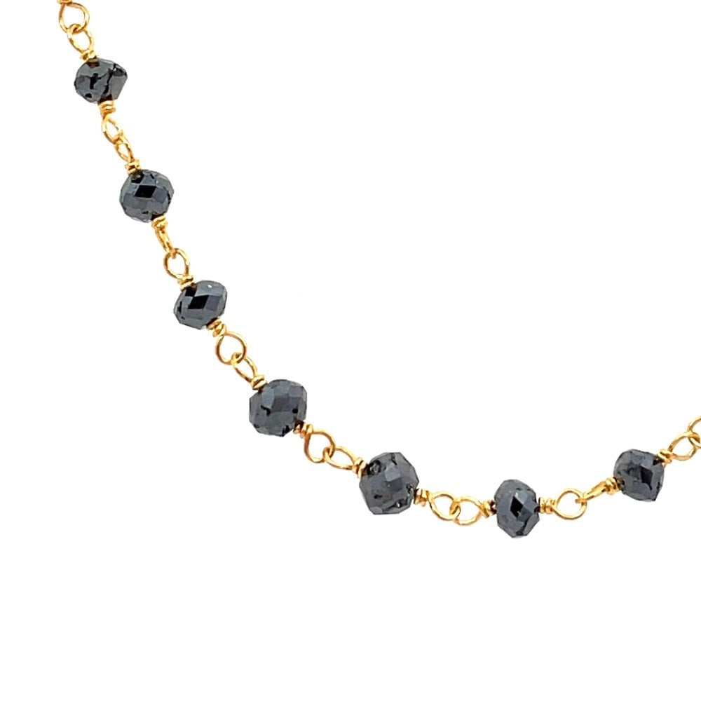 18KY Faceted Black Diamond Pendant 10 CTW up close