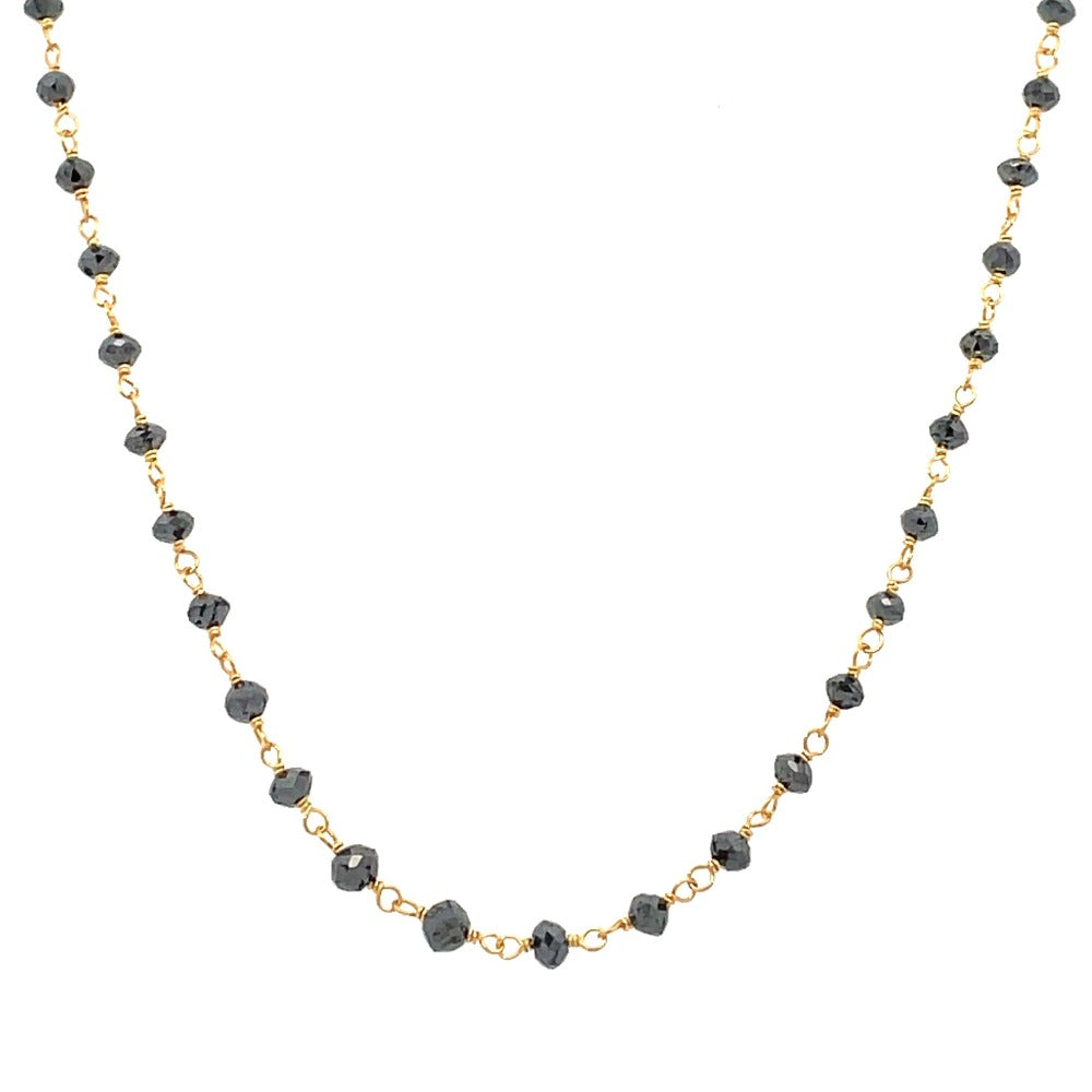 18KY Faceted Black Diamond Pendant 10 CTW