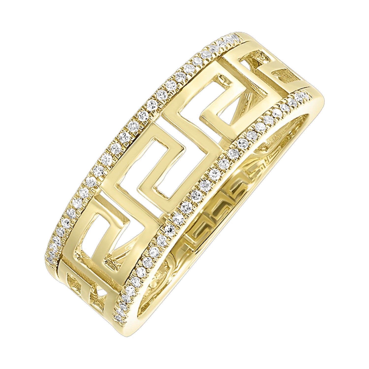 10K Diamond and Gold Greek Key Fashion Ring