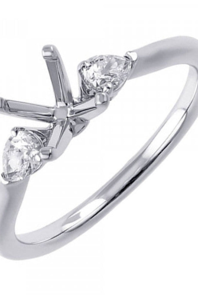 14KW Semi-Mount Engagement Ring with Pear-Shaped Diamond Accents 1/3 CTW