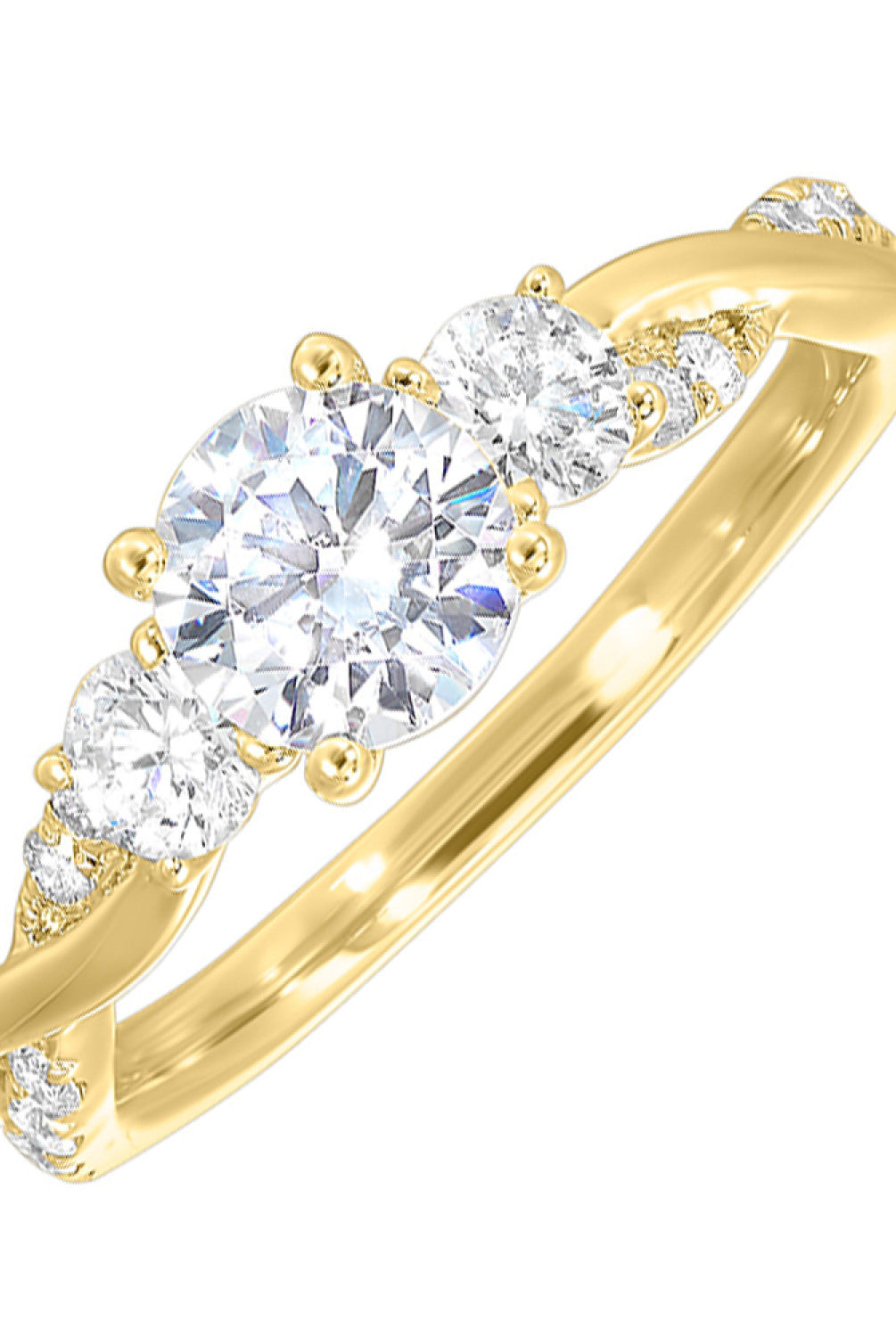 14K Yellow Gold Semi-Mount Engagement Ring with Twisted Band and Round Diamonds
