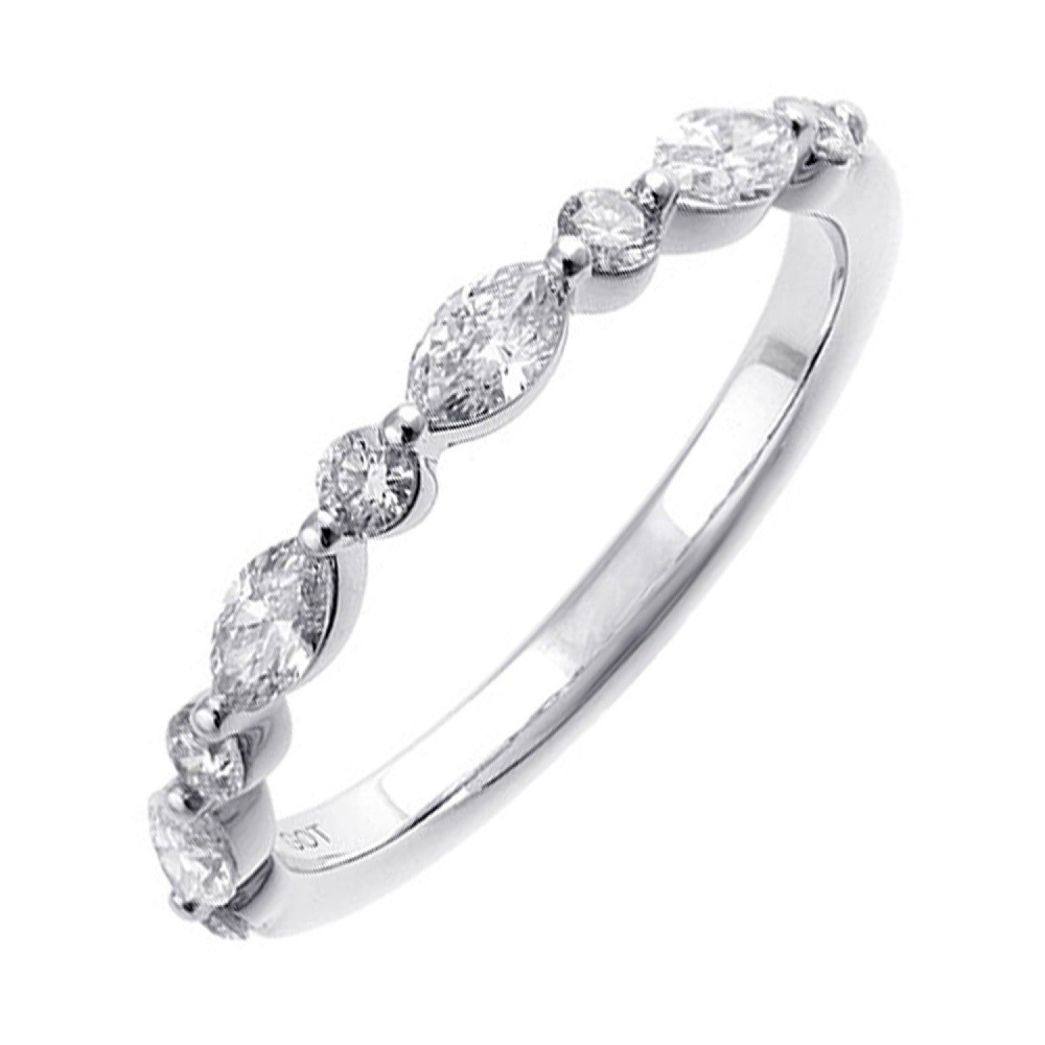 14KW Round and Marquise Cut Diamond Band 1/2 CTW