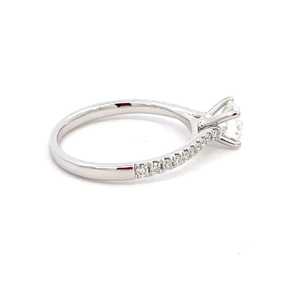 14K White Gold Lab Grown Diamond Solitaire Engagement Ring with Side Accents