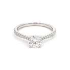 14K White Gold Lab Grown Diamond Solitaire Engagement Ring with Side Accents