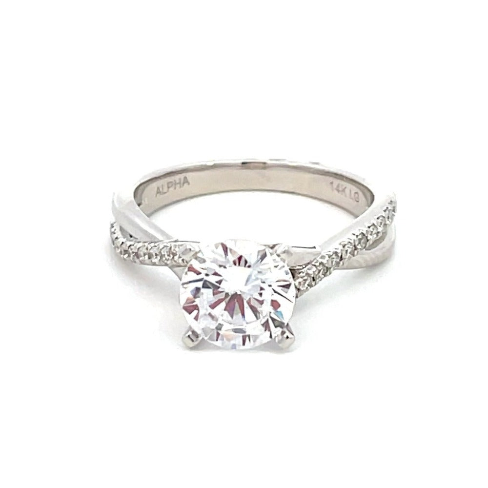 14K White Gold and Lab Grown Diamond Semi-Set Engagement Ring