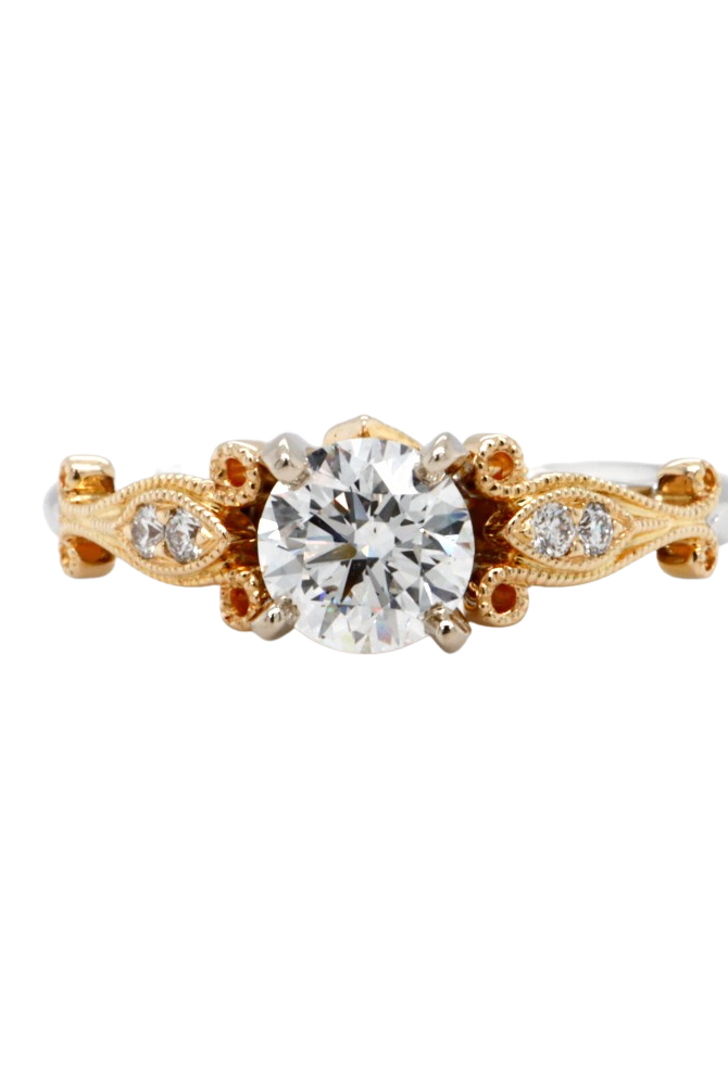 White and Yellow Gold Fashion Two Toned Engagement Ring