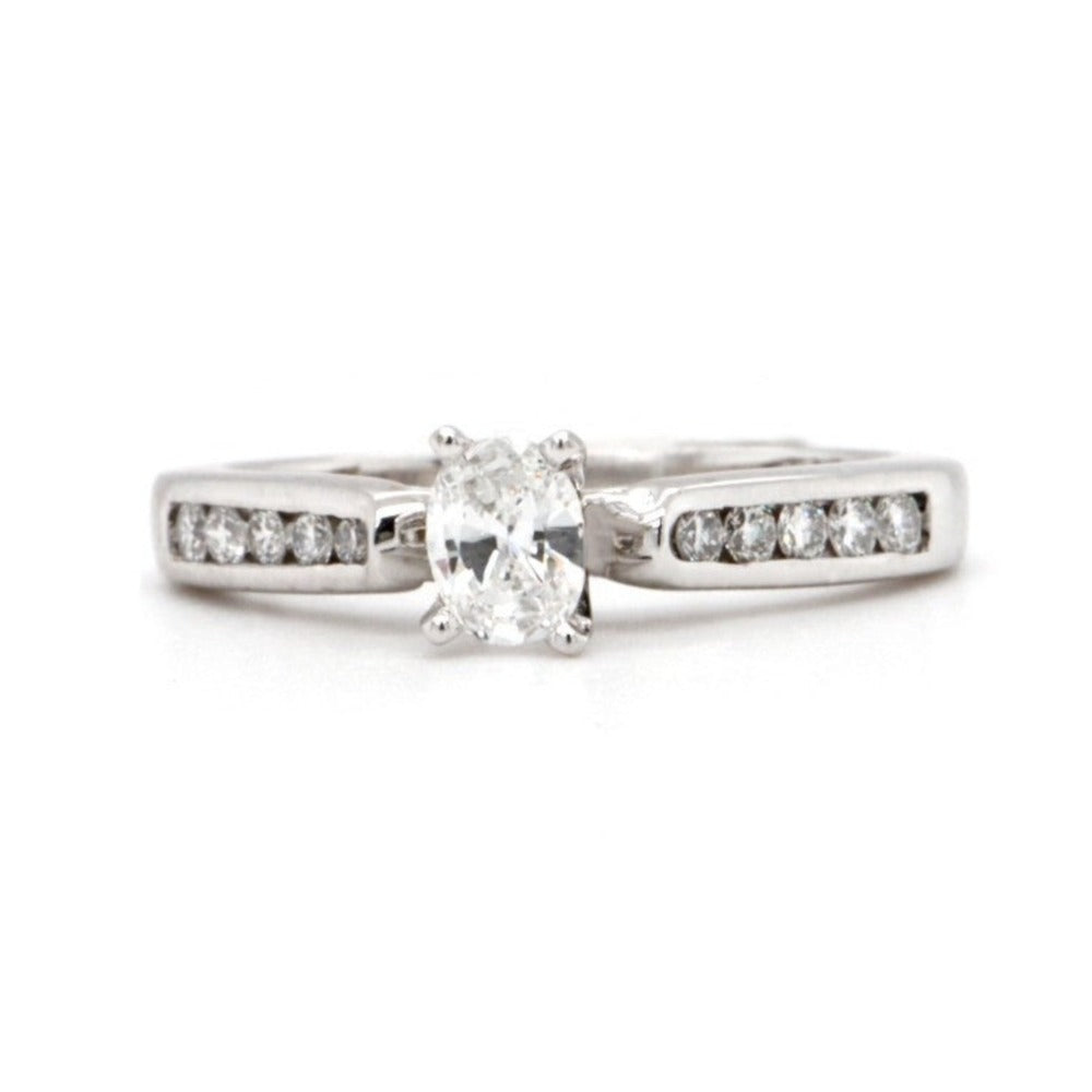 Oval Diamond Engagement Ring with Channel Set accent diamonds