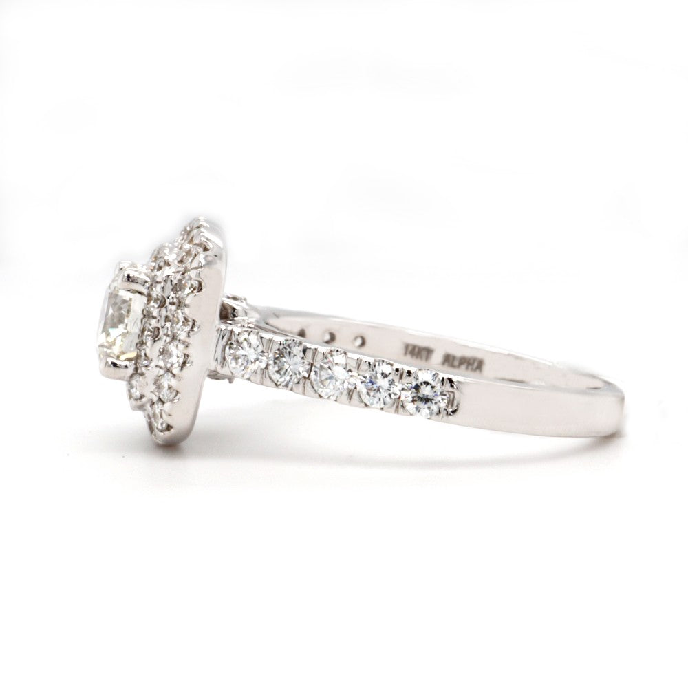 Round Center Cushion Double Halo Lab Grown Diamond Engagement Ring Side 1