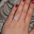 Round Halo Lab Grown Diamond Engagement Ring on Model