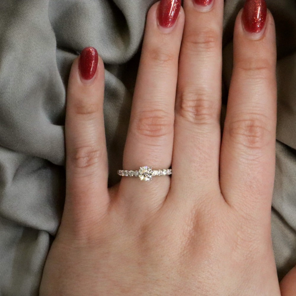 Round Center with Shared Prong Band Engagement Ring Side 2