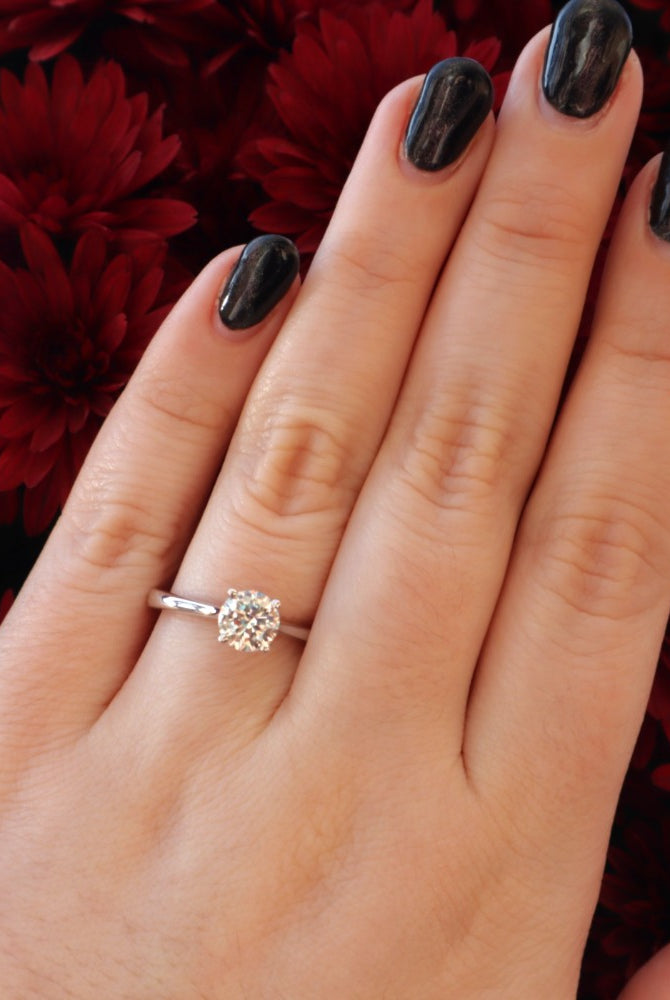 SallyK 1 CT Solitaire Engagement Ring on Model