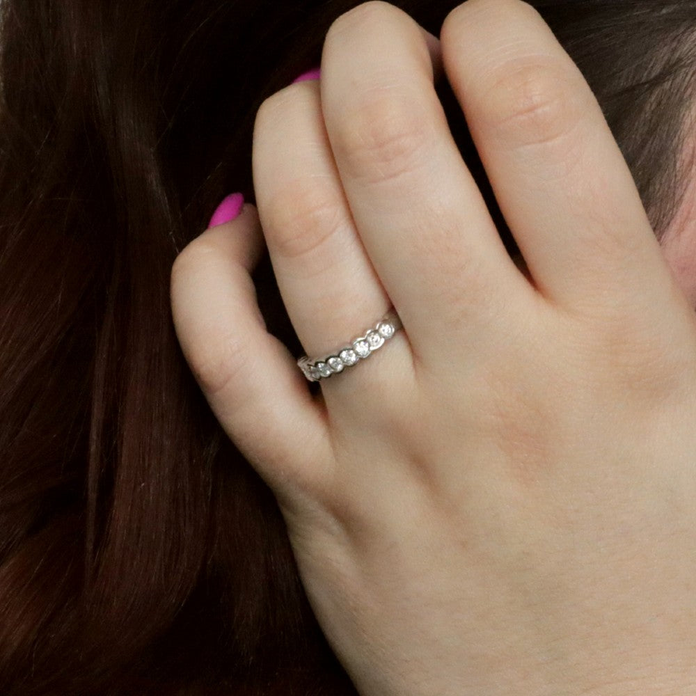 Channel Set 9 Diamond Stackable Band on model hand