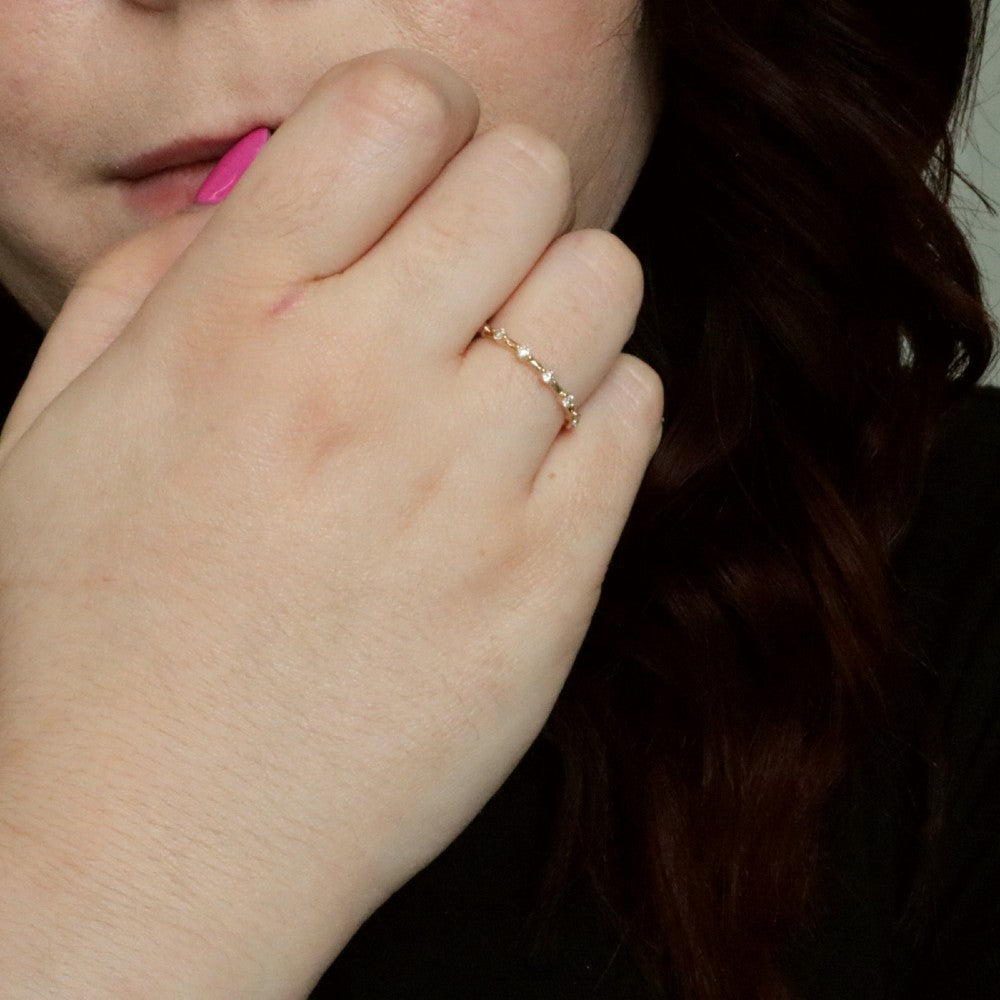 2/10ctw gold and diamond band on model