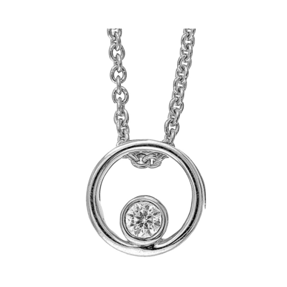SallyK Sterling Silver Multi-Faceted Diamond Circle Pendant (1/20CTW)