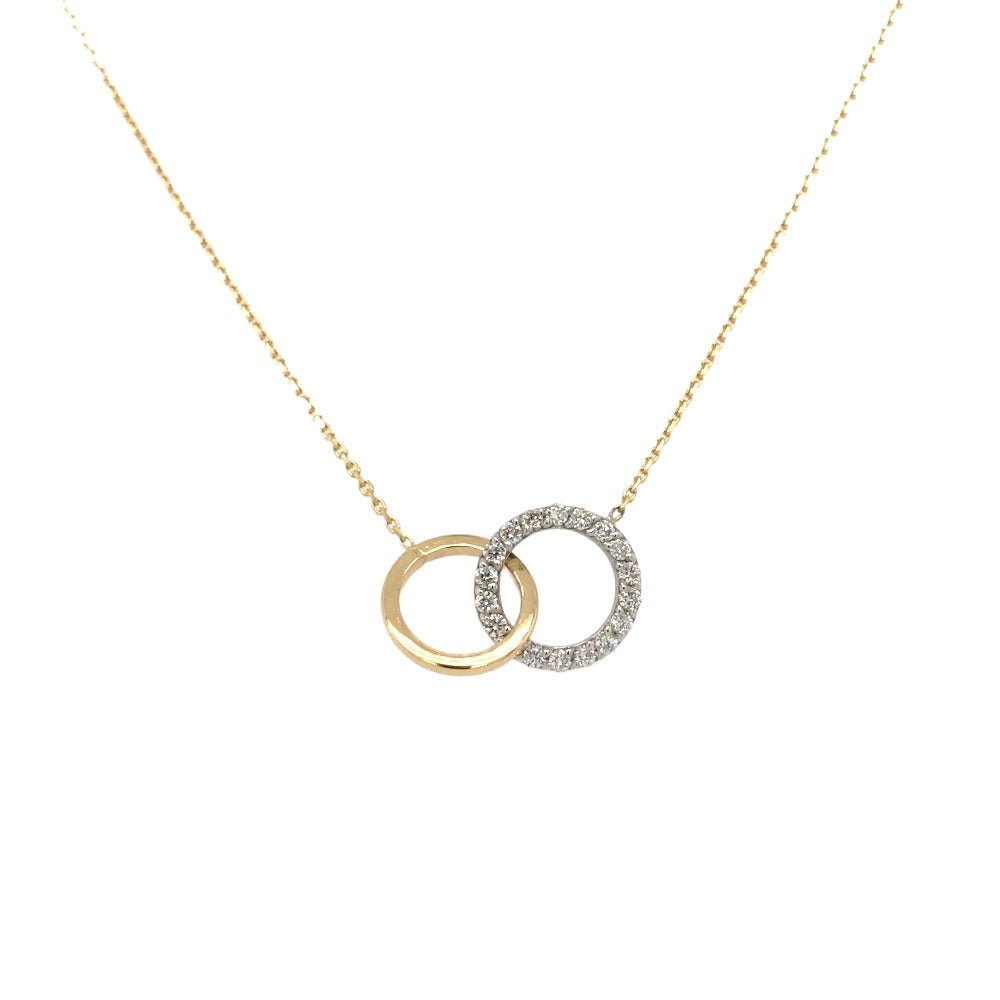 14KY Interlocking Circles Necklace with Diamonds