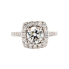 Round Center Cushion Halo Lab Grown Diamond Engagement Ring