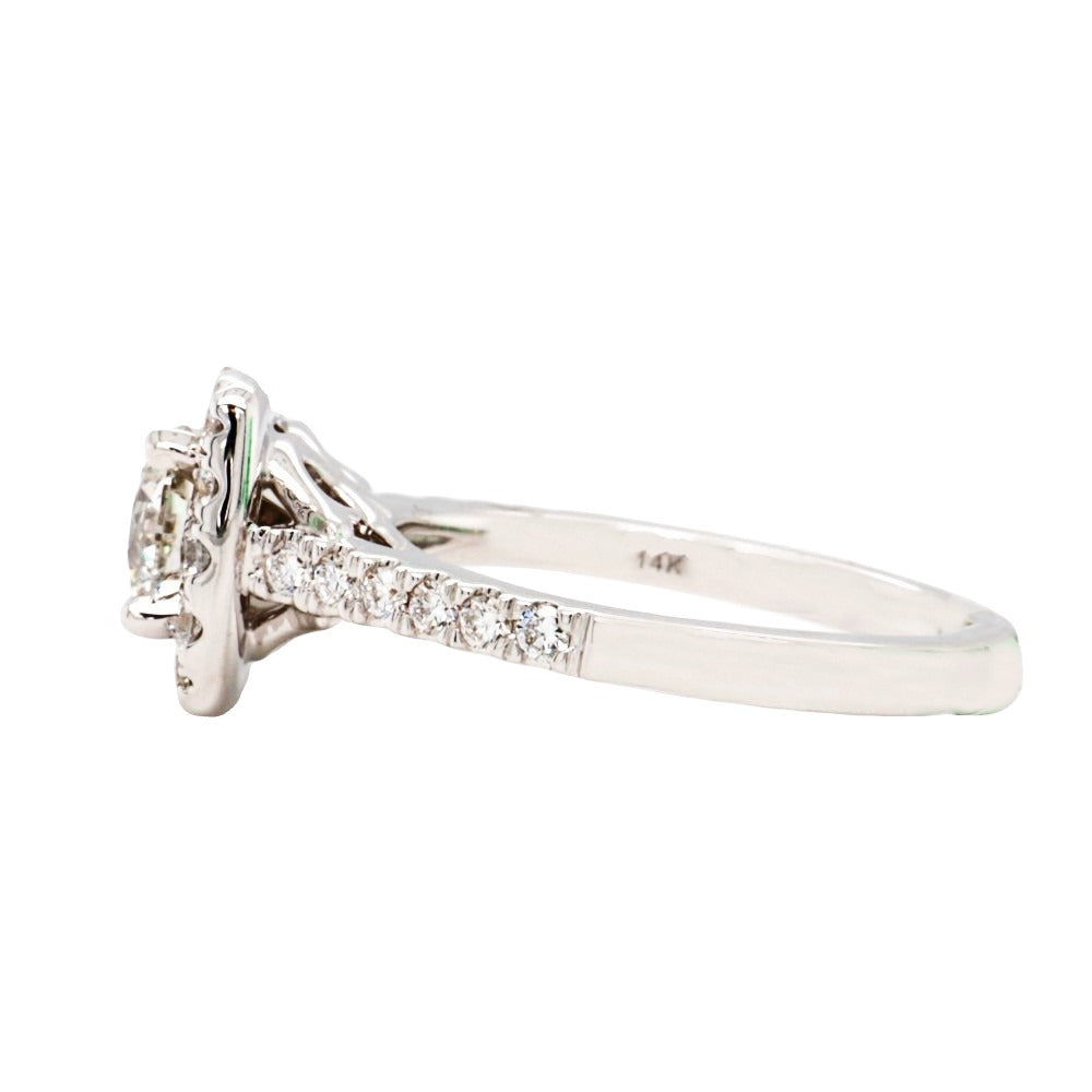Round Center Cushion Halo Lab Grown Diamond Engagement Ring Side 1