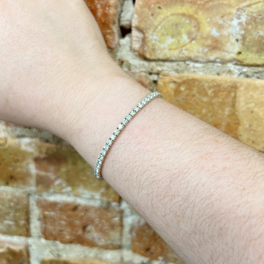 14KW Lab Grown Diamond Classic Tennis Bracelet on model
