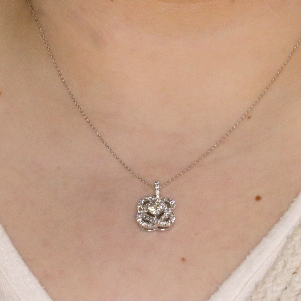 14K White Gold & Diamond Love's Crossing Infinity Heart Love Knot Pendant