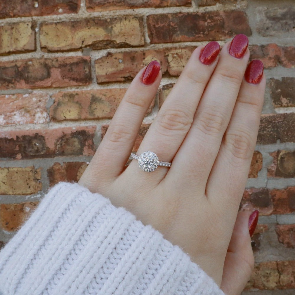 14K White Gold 1 CT Diamond Engagement Ring on model