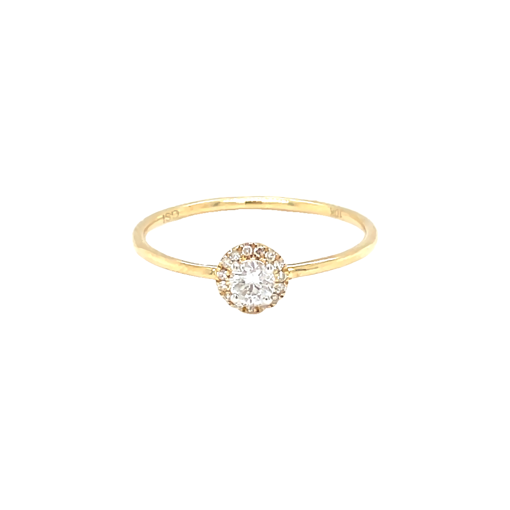 Round Halo Style Engagement Ring Yellow Gold