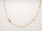 Gold Sideways Station Crosses Necklace