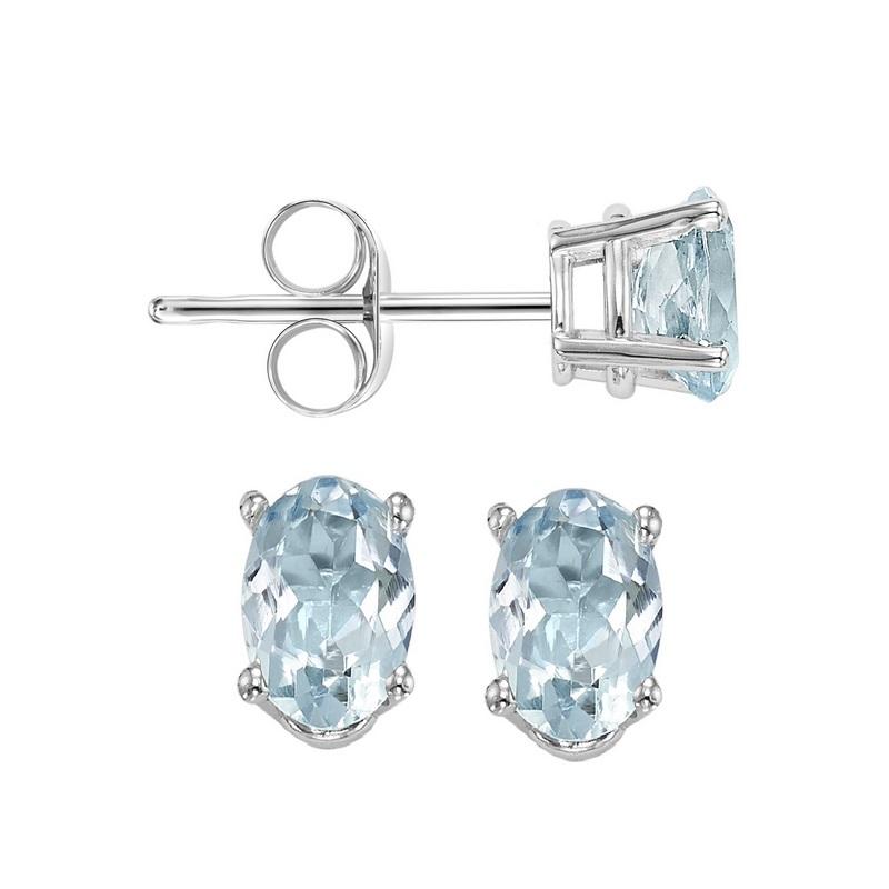 14kw prong aquamarine studs, fwps4.5-ss