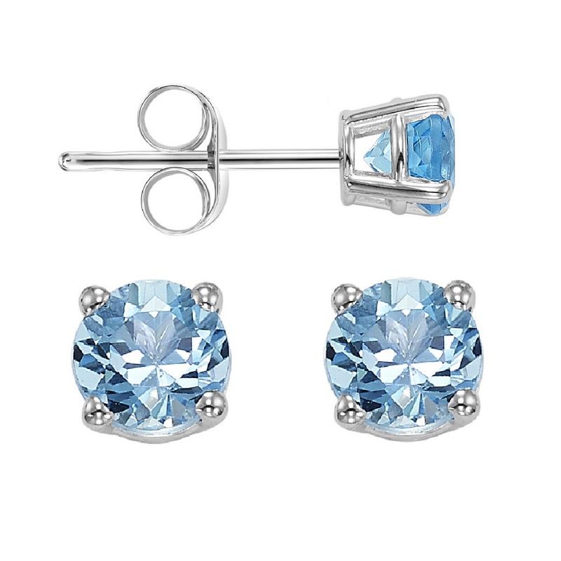 14kw prong blue topaz studs, fbps7.0-ss