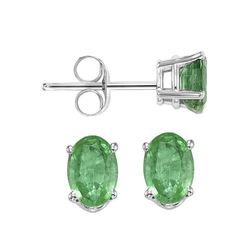 14kw prong emerald studs, fpps7.0-ss