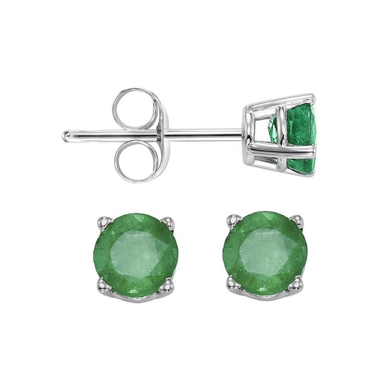14kw prong emerald studs, fgps9.5-ss